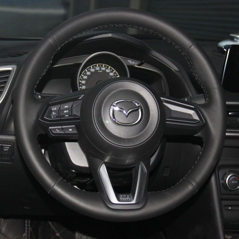 Loncky Auto Custom Fit OEM Black Genuine Leather Car Steering Wheel